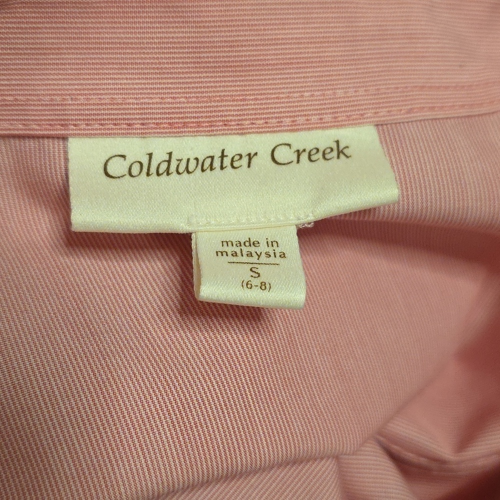 Coldwater Creek Pink And White Fitted Button Down Shirt Top Classic Casual Small - Picture 10 of 13